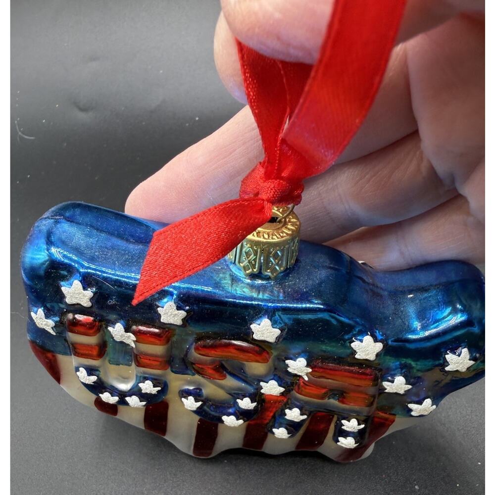 Old World USA Ornament Blown Glass Star American Flag 4th Patriotic -LO17 - Picture 3 of 11